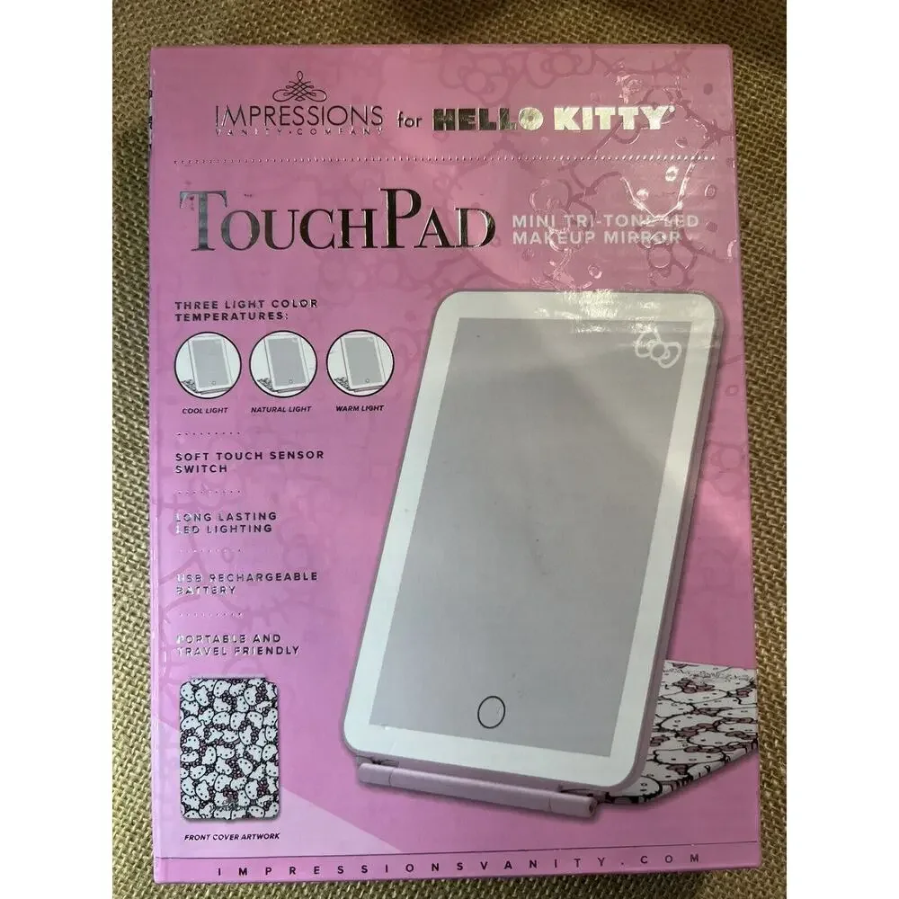 IMPRESSIONS HELLO KITTY TOUCH PAD MINI TRI-TONE LED MAKEUP MIRROR NEW